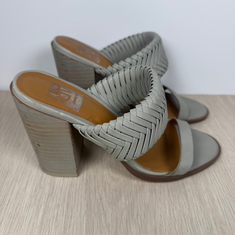 Slide Heels Dolce Vita Bambi Grey Braided Block Heel Sandals Womens 6 Woven